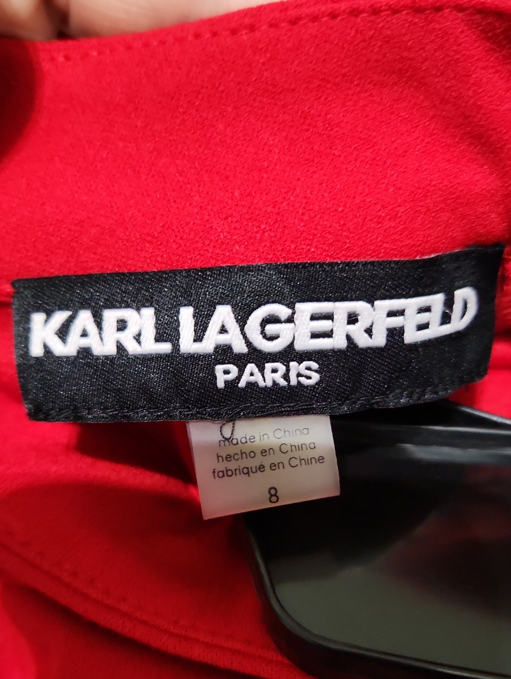 Karl Lagerfeld Paris Women's Mock Neck Bow Trimmed Red Shift Dress - Size 8 NWOT - Picture 5 of 8